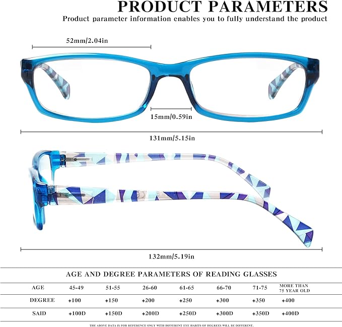VIDEBLA 5 Pack Computer Reading Glasses Men and Women Anti Eyestrain Blue Light Blocking Glasses for Reading (5 Blue, 0.00)