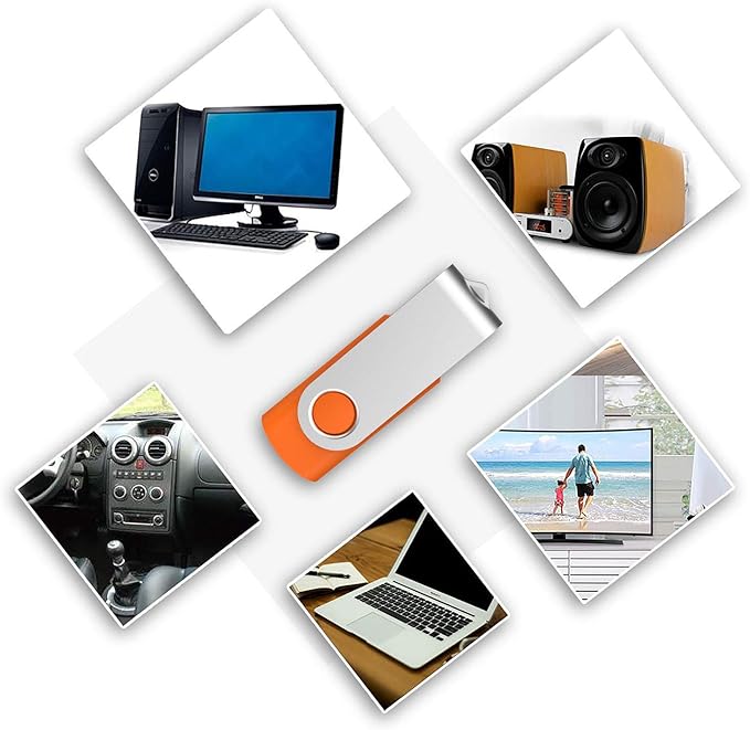 KOOTION 10 Pack 4 GB USB Flash Drive 4gb Flash Drives Keychain Thumb Drive Swivel Memory Stick Orange