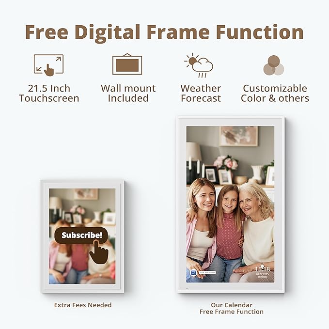 Dragon Touch 21.5" Digital Calendar Chore Chart – 1080P Full HD Interactive Touchscreen, Smart Family Planner, Hearth Display Digital Wall Calendar & Desk Mountable for Seamless Scheduling