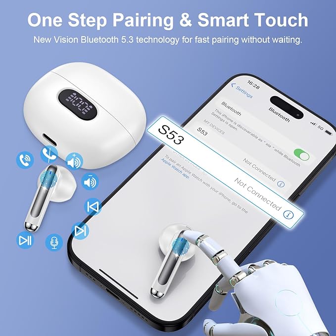 Pixel Buds Wireless Earbuds for Google Pixel 10 9a 9 Pro XL Fold 8a 8 Pro 7a 7Pro 6a 6Pro 5 4a 3XL, Ear Buds Bluetooth Headphones with LED Charging Case, Deep Bass Stereo Sound, 40 Hours Playtime, IP7