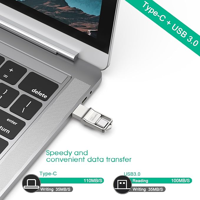 TOPESEL 64GB USB C Flash Drive Dual USB 3.0 Flash Drive USB A & Type C Thumb Drive UDP-Tech Waterproof Type C Portable USB C OTG for Computer Mac Smartphone Tablet
