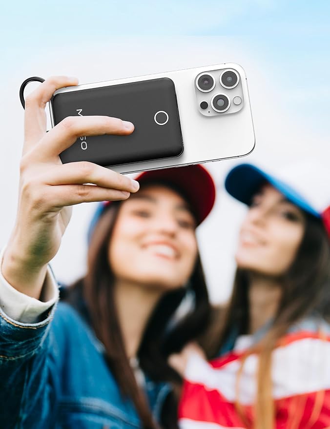 miisso 10000mAh Slim Portable Charger with Built in Cable, Power Bank Travel Charger External Battery Pack for Phone, 3 Output USB Type C Cord Clutch Charger Compatible with iPhone, Black