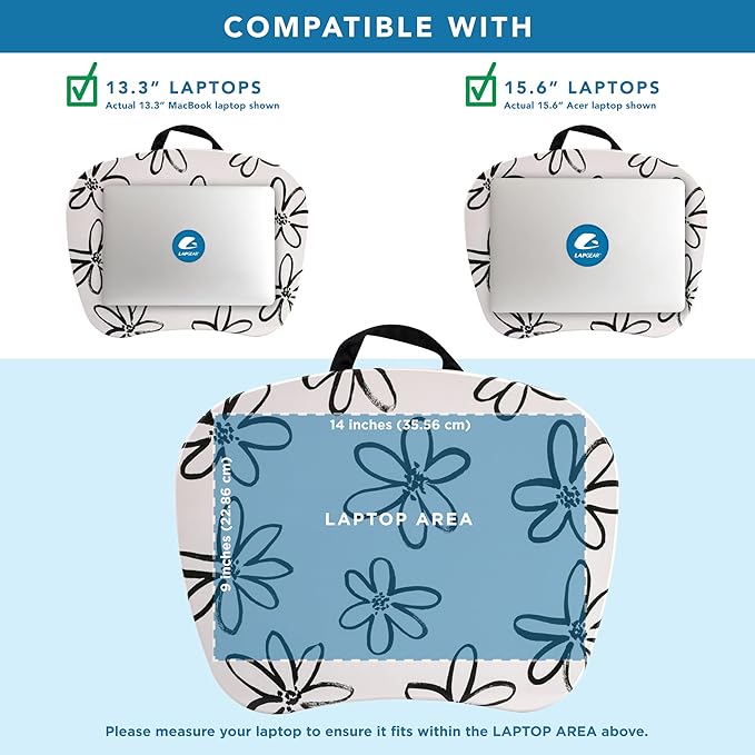 LAPGEAR MyStyle Portable Lap Desk with Cushion - Brushed Flower - Fits up to 15.6 Inch Laptops - Style No. 45308
