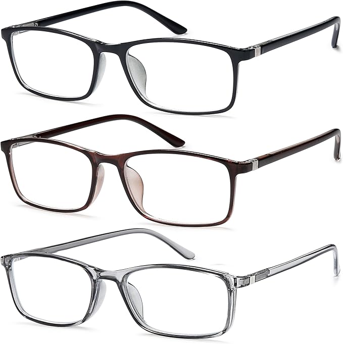 Professional Reading Glasses for Men/Women, Blue Light Blocking Computer Readers with Spring Hinges for Glare and UV Protection