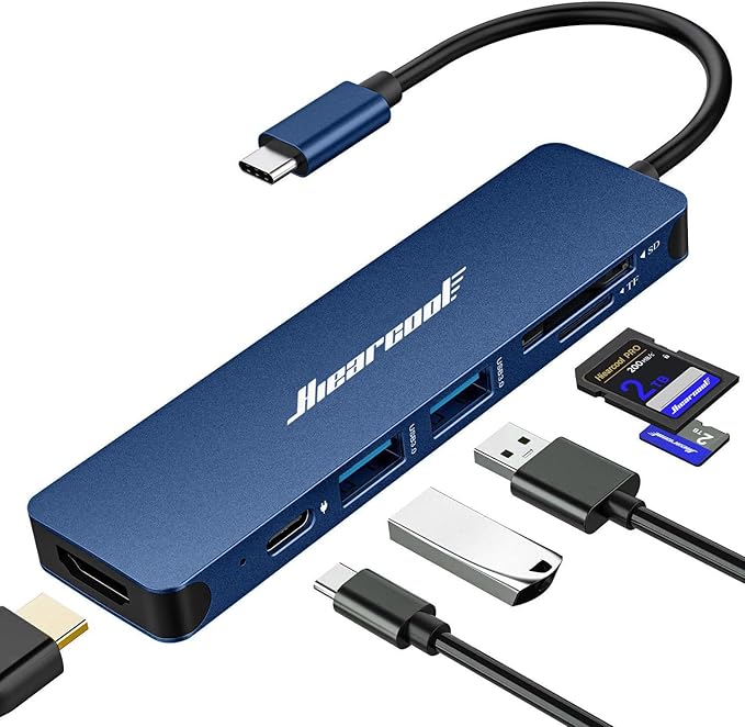 Hiearcool USB C Hub for MacBook Air/Pro, 7-in-1 USBC Adapter Multiport with 4K HDMI Dongle, USB-C Dock Laptop Docking Station for Thunderbolt 3/4 Laptops and Other Type-C Devices