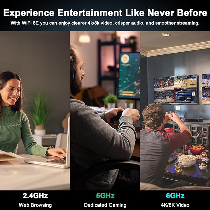 NEWFAST WiFi 6E USB Adapter for Desktop PC U357, AXE5400 Wireless Network Adapter Tri-Band Wireless USB WiFi A-dapter for PC, WiFi Dongle with 4 Antennas Supports Windows 11/10