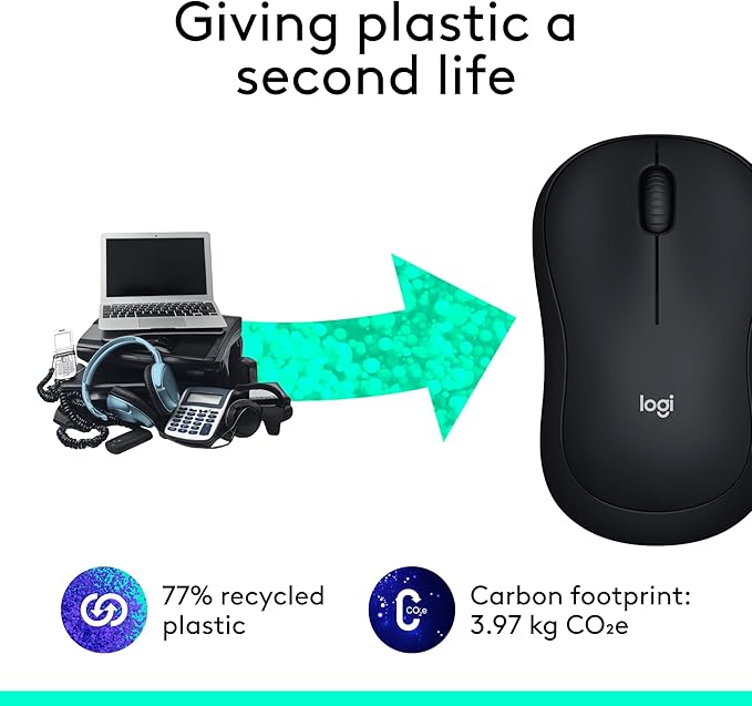 Logitech M185 Wireless Mouse, 2.4GHz with USB Mini Receiver, 12-Month Battery Life, 1000 DPI Optical Tracking, Ambidextrous, Compatible with PC, Mac, Laptop - Black