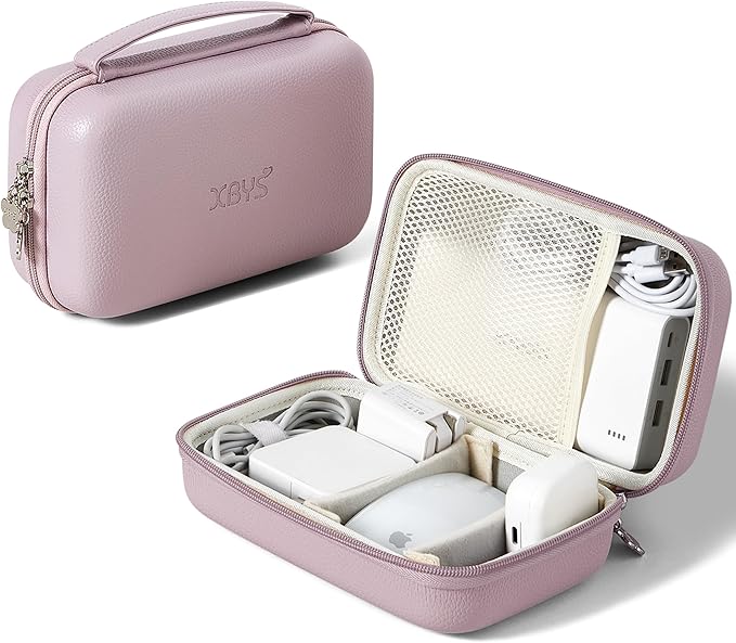 Charger Case for Macbook, Portable Tech Electronic Organizer Bag,Travel Storage Pouch for Laptop Accessories, MacBook Power Adapter, Charging Cords, USB Drives, Power Bank (Purple, XL)