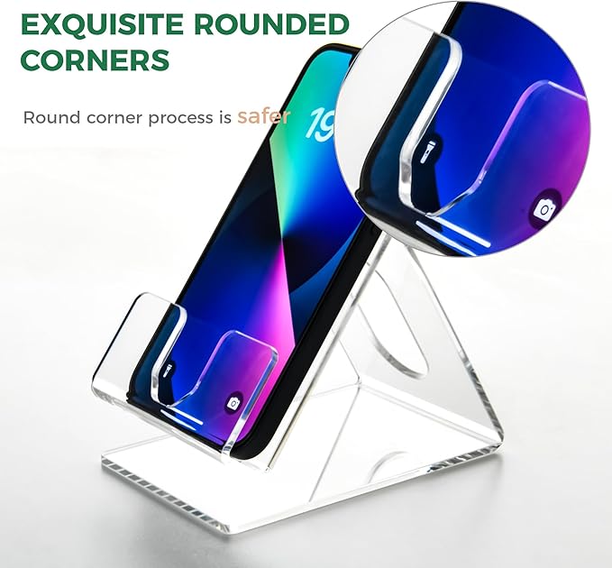 Acrylic Cell Phone Stand, Portable Clear Phone Stand for Desk, Compatible with iPhone 17 16 15 14 13 Pro Max Mini 12 11 Plus SE, Switch, Android Smartphone, Pad, Tablet, Desk Accessories