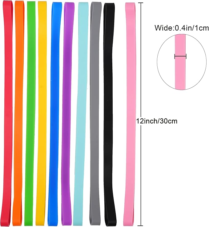 Rubber Bands Silicone 10 Pcs 12inch Elastic Bands for Notebook Books Cooking Wrapping Rubber Bands Cooking Boxes Wraps Office Supplies