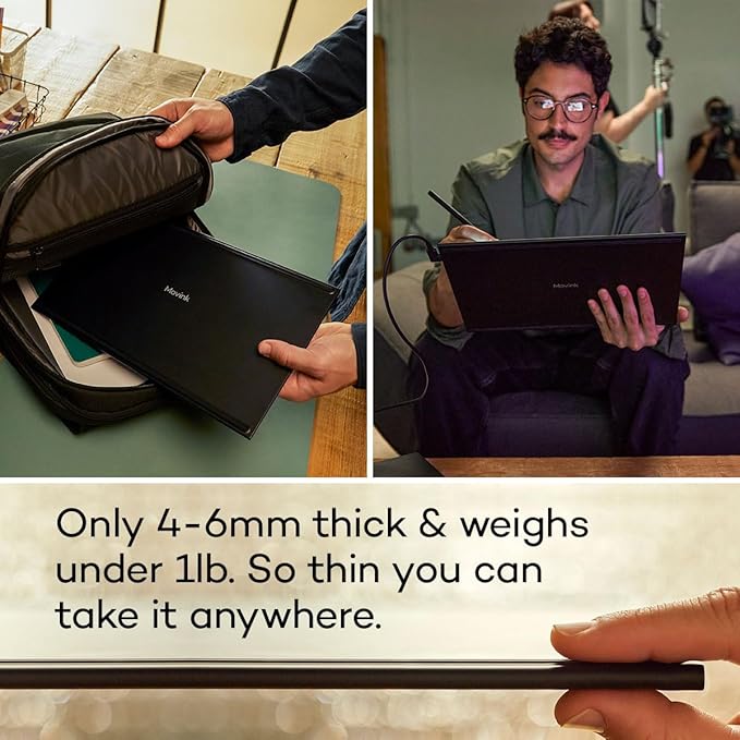 Wacom Movink Drawing Tablet with Screen, 13.3" OLED Touchscreen Portable Graphic Art Tablet w/Pro Pen 3, 10-bit Color Display for Mac, PC, Chromebook & Android