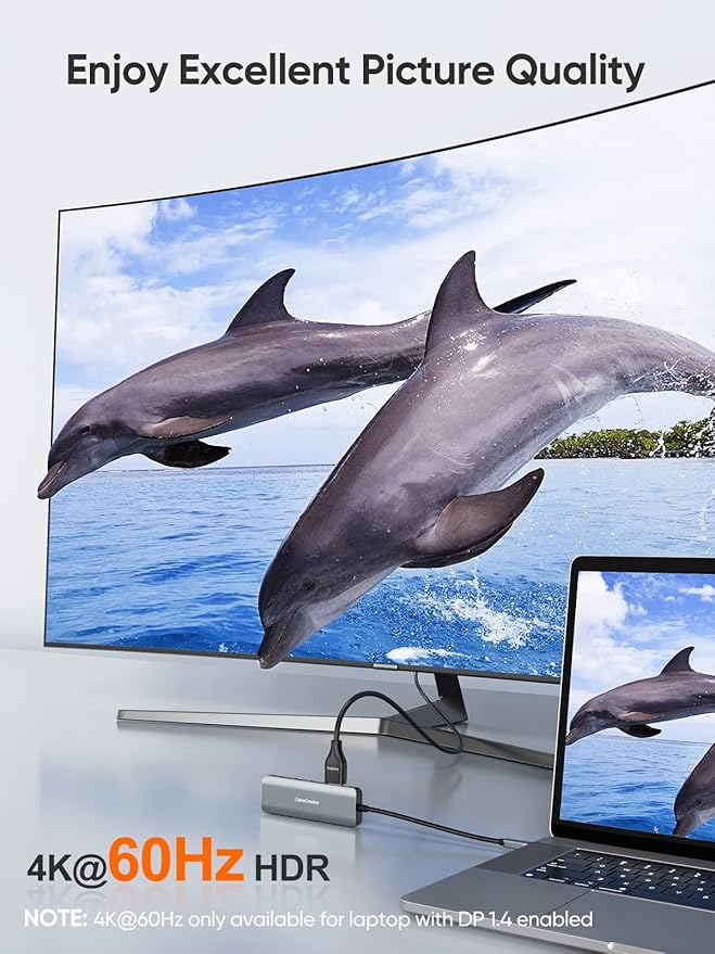 CableCreation USB-C Hub 4K 60Hz, 5-in-1 USB C Multiport Adapter with HDMI and 3 USB 3.0 Ports, 100W Power Delivery, Compatible with MacBook Pro, MacBook Air, Mac Mini, iPad Pro, Surface Pro, XPS