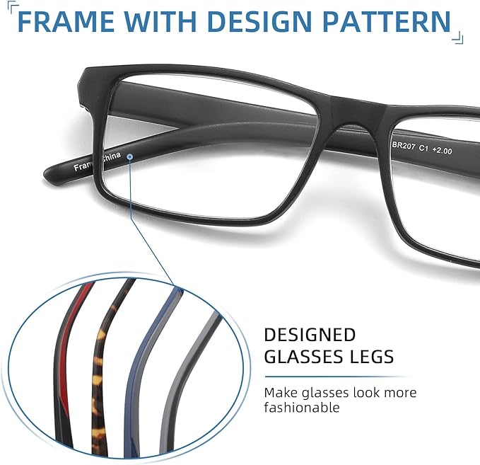 4 Pack Reading Glasses Blue Light Blocking for Men Women,Rectangular Frame Computer Readers with Spring Hinge,Reading Glasses for Men Women，Anti Eyestrain/UV Ray Eyeglasses (1.25x)