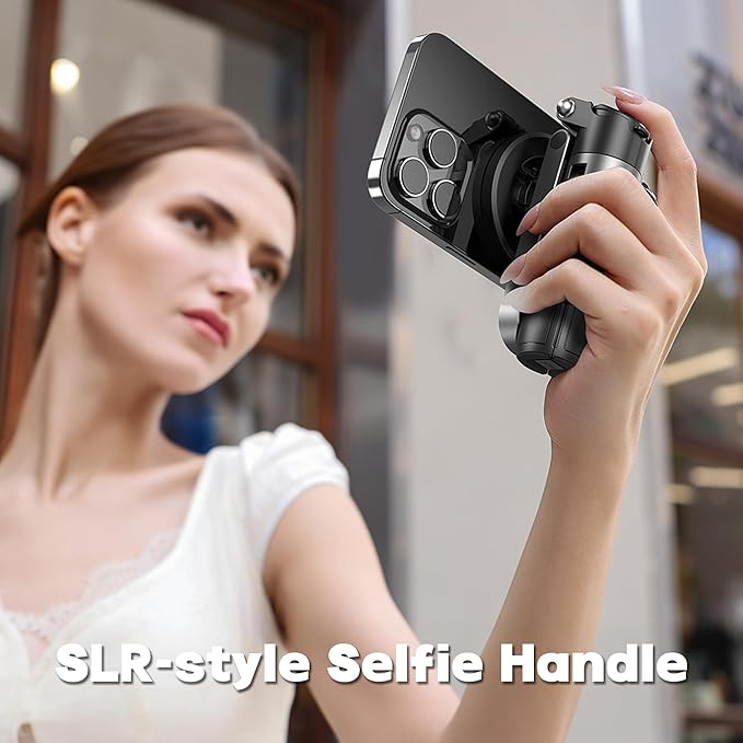 Magnetic Tripod for Phone with Remote Control, Extendable Selfie Stick Handle Grip Pocket Size, 4-in-1 Mini Phone Grip, 10m Wireless Shutter for iPhone Android Phones （Black）