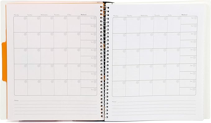 Mintra Office Durable PREMIUM Spiral Notebook, ((White, 1 Subject, 8.5in x 11in)), Fabric Covered Coils, No Snags, Removable Adjustable Pocket Dividers, Ruler, Organization, Customizable