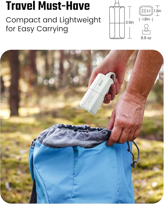 SUPERDANNY Detachable Travel Power Strip,45W USB Fast Charge,2 USB-C & 2 USB-A with 3 Outlet Flat Plug Extension Cord 10ft,Portable Charger for Travel Essentials for Travel Cruise Home, White