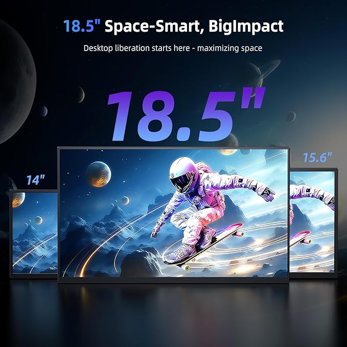 Portable Monitor 18.5” | 120HZ 1ms Gaming Monitor | 125% sRGB | FreeSync, HDR | 350Nits | USB-C & HDMI | VESA & Kickstand | Large Travel External Second Screen for Laptop, Switch, Game Consoles