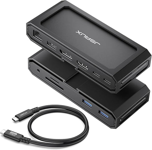 JSAUX USB-C Laptop Docking Station, 11-in-1 Dock with 8K@30Hz HDMI and DP, 100W PD, USB C and 3 USB A, Gigabit Ethernet, 3.5mm Audio, SD/TF Reader Compatible with Steam Deck, MacBook,ROG Ally-HB1101