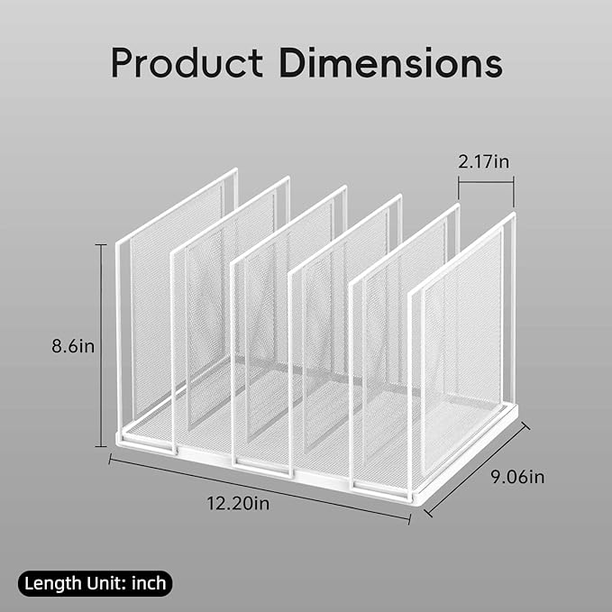 File Organizer for Desk, 5-Section Vertical File Sorter, Paper Holder Organizer Standing Metal File Folder for Office Home Classroom, White