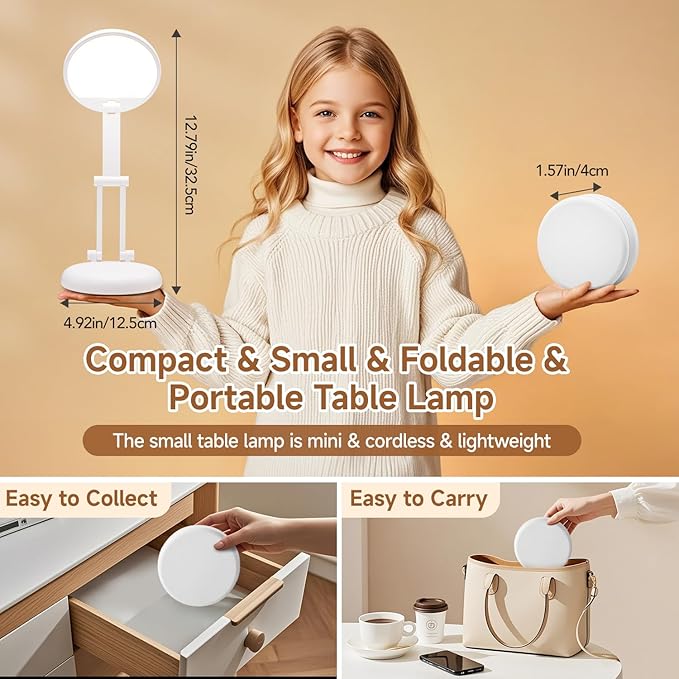 Small Desk Lamp Cute Desk Lamp,3600mAh Small Battery Operated Lamp Rechargeable Lamp,10 Brightness Battery Powered Lamp Rechargeable Lamps Cordless Desk Lamp,Portable Lamp Cute Lamp for Desk Lamp Cute