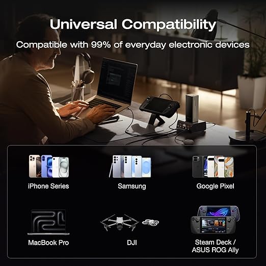 EF ECOFLOW Rapid Pro Power Bank 20000mAh, 230W Max Output with 100W Built-in Cable, 4-Port Portable Charger, Up to 120W Charging Power, Compatible with iPhone 17/16/15/14, Samsung, Laptop and More