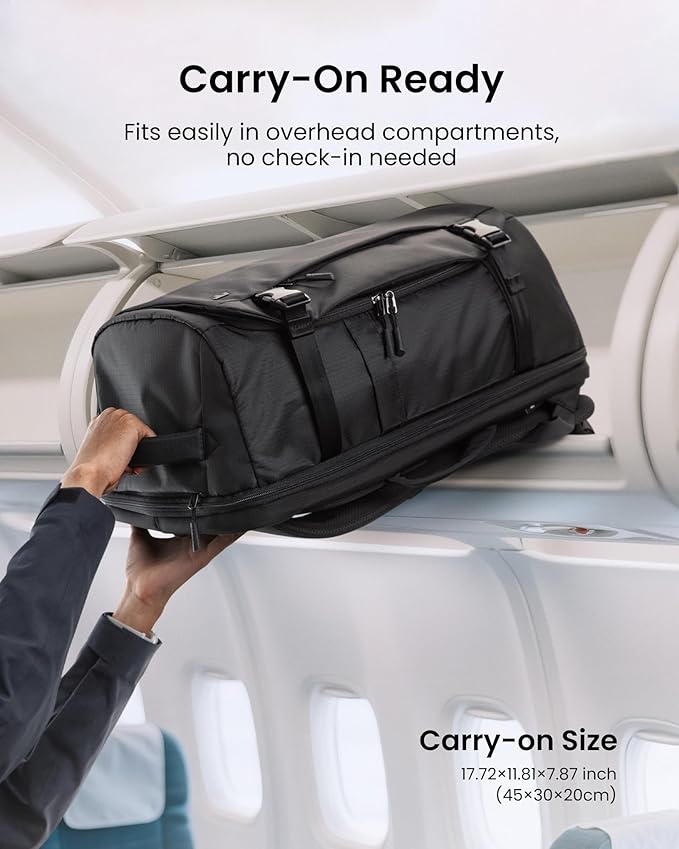 tomtoc Travel Backpack 28L, TSA Friendly Flight Approved Carry-on Luggage Hand Water-resistant Lightweight Business Rucksack, Durable Bag Fits 16 Inch Laptop