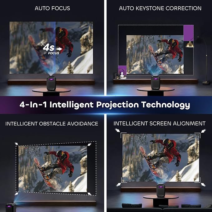 Google TV Projector with WiFi Bluetooth, 1080P Full Ultra HD 4K Supported, Smart Projection for Home Theater Movie, Outdoor Portable Mini HDMI NothingProjector NP One