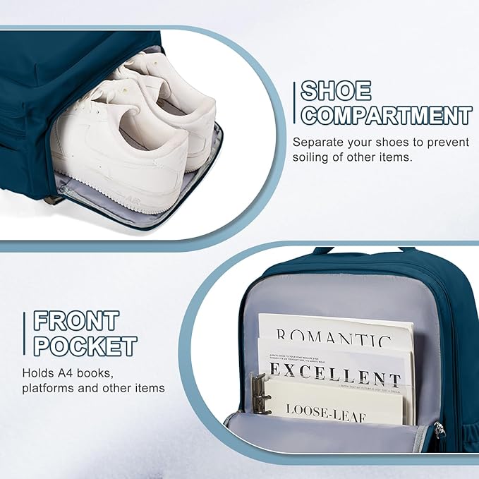 VECAVE Carry On Backpack for Women, Airline Approved Large Travel Backpack Flight Approved, Waterproof 14 Inch Laptop Backpack Business Work Backpacks Bag Men Mochila De Viaje JewelBlue.