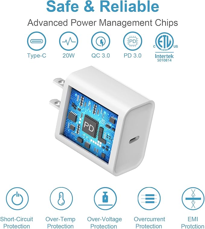 iPhone 17 Charger Fast Charging 20W USB C Charger Block & 10FT Fast Charging Cable Compatible with iPhone 17/17 Air/17 Pro/17 Pro Max/16/15 Series/iPad Pro and More