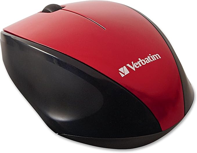 Verbatim Wireless Multi-Trac Mouse 2.4GHz with Nano Receiver - Ergonomic, Blue LED, Portable Mouse for Mac and Windows - Red