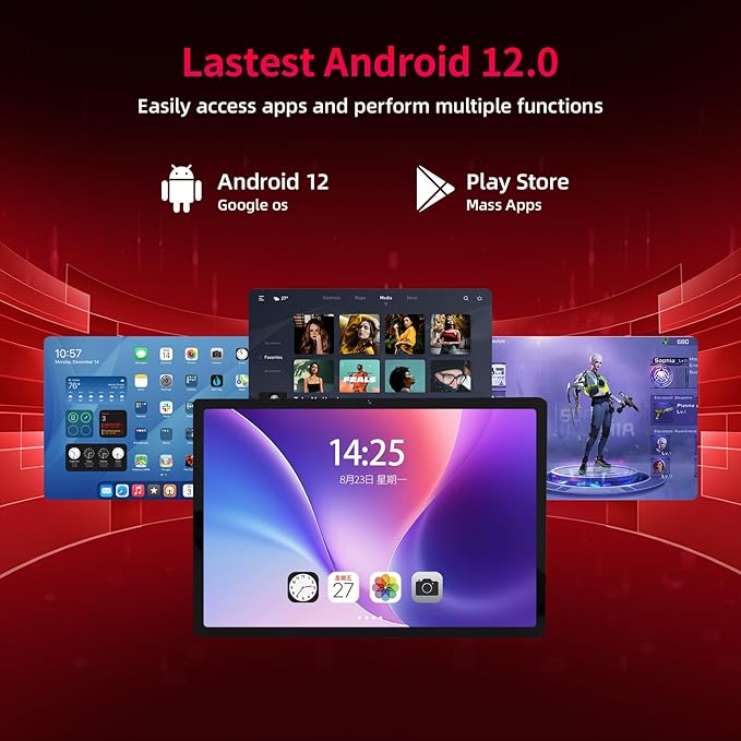 10.51 Inch 2K Android Tablets, All-Day Battery Life, Six-Core+Large Screen Tablet 128GB ROM 6GB RAM, 5MP+13MP Dual Camera Tablets PC, Android 12, 5G WiFi 5.0 BT, Gaming Tablet, USB Output