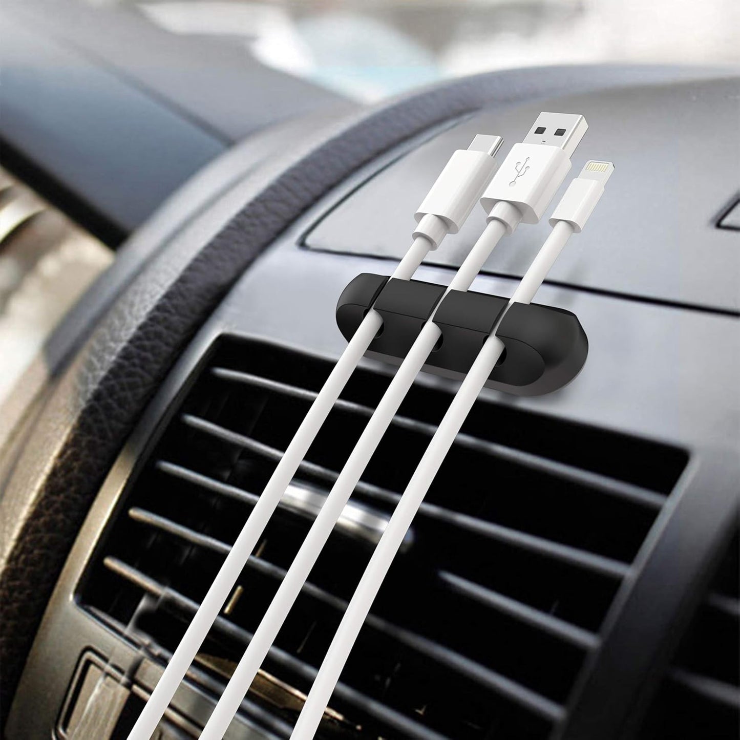 SOULWIT Cable Holder Clips, 3-Pack Cable Management Cord Organizer Clips Silicone Self Adhesive for Desktop USB Charging Cable Nightstand Power Cord Mouse Cable Wire PC Office Home