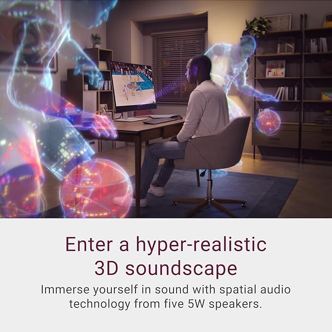 Dell 32 Plus 4K QD-OLED Monitor S3225QC - 31.6-inch (3840 x 2160) 120Hz 0.03ms Display, AI-Enhanced 3D Spatial Audio, Height/Tilt/Swivel/Slant Adjustment - Ash White