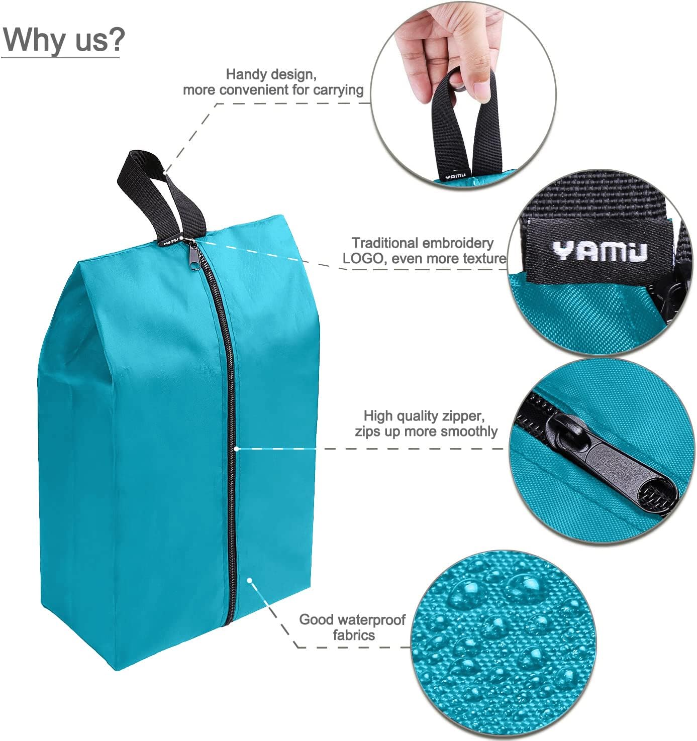 YAMIU Travel Shoe Bags (4-pack Green)