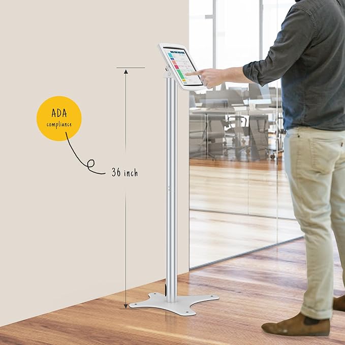 Tablet Floor Stand Anti-Theft Adjustable - Compatible with 10.9" iPad 10th, Pro 11" 1 2 3 4, Air 4 5, Air 11", iPad 11"(A16) - BSF302A