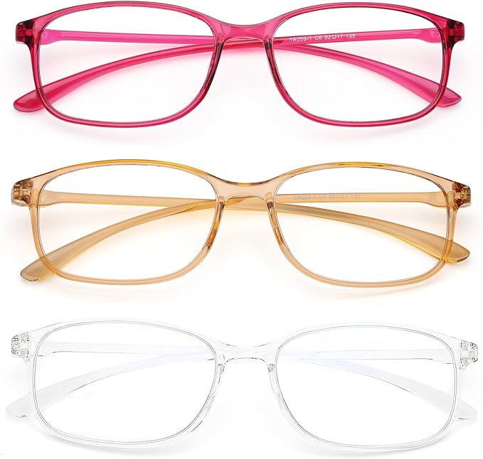 AQWANO Unbreakable Reading Glasses for Women 3 Pack - TR90 Flexible Lightweight Computer Readers (1.75) Blue Light Blocking, Comfortable Clear Frame, Cute & Stylish Designer Eyeglasses