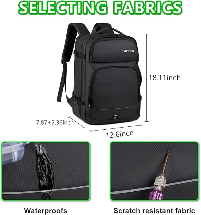 Travel Backpack for Men & Women - 40L Expandable Carry-On Backpack, TSA Approved 16 Inch Laptop, Weekend Outdoor Essentials, Airline Flight Approved, Black