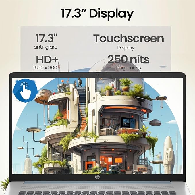 HP 17.3" Business Laptop, 17.3" HD+ Touchscreen, AMD Ryzen 5 7430U, 32GB RAM, 1TB PCIe SSD, Backlit Keyboard, Fingerprint Reader, Webcam, HDMI, Wi-Fi 6, Windows 11 Pro, Blue