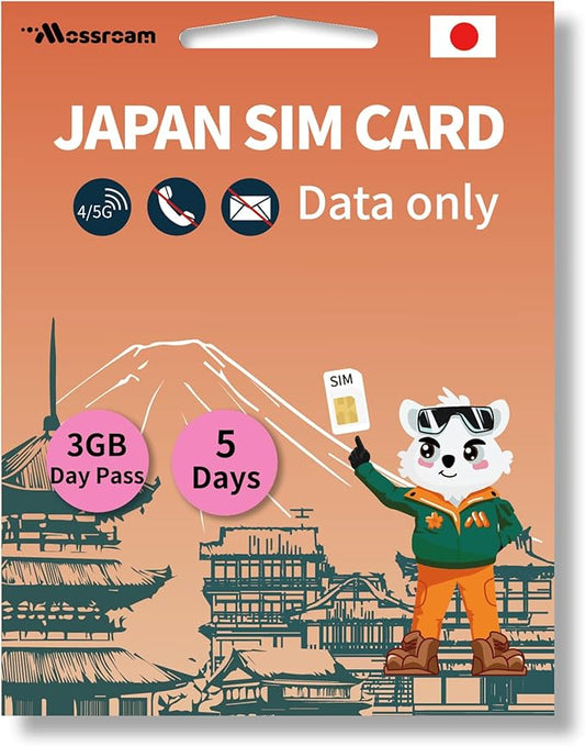 Japan SIM Card – Prepaid Data Plans | 3GB Daily,5 Days | High-Speed 4/5G LTE | No Daily Restrictions | Perfect for Tourists & Business Travelers