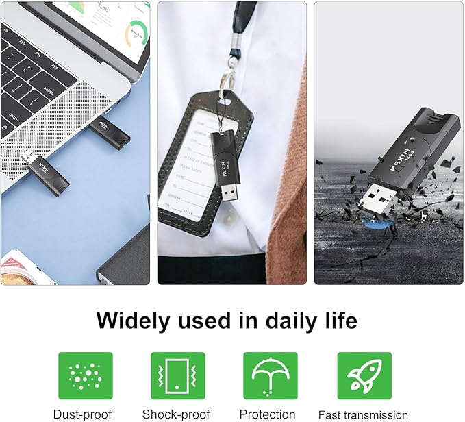 KEXIN 16GB Flash Drive 10 Pack Thumb Drive USB 2.0 Flash Drive Memory Stick USB Data Storage Jump Drive (16GB, Black)