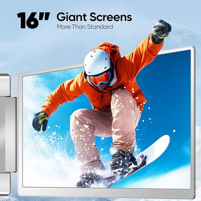 LXU 16-inch Portable Monitor for Laptop | 2025 New Upgraded 1200P 16:10 FHD Screen Extender | Plug-Play Laptop Extended Monitor | USB-C/HDMI Triple Display for 12~18.5" MacOS/Windows | 360° Rotatable