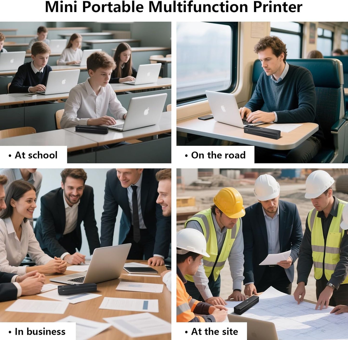 Portable Printer Wireless for Travel, Small Bluetooth Thermal Inkless Printer Support 8.5×11" US Letter Thermal Paper, Mobile Printing for Office, Car, Home, Compatible with iOS, Andorid & Laptop