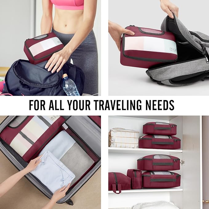 Veken 10 Set Packing Cubes for Travel Essential, Suitcase Organizer Bags in 4 Sizes, Carry-On Luggage Accessories with Large Laundry & Hanging Toiletry Bag, Must-Have for Airplane, Road Trip & Camping