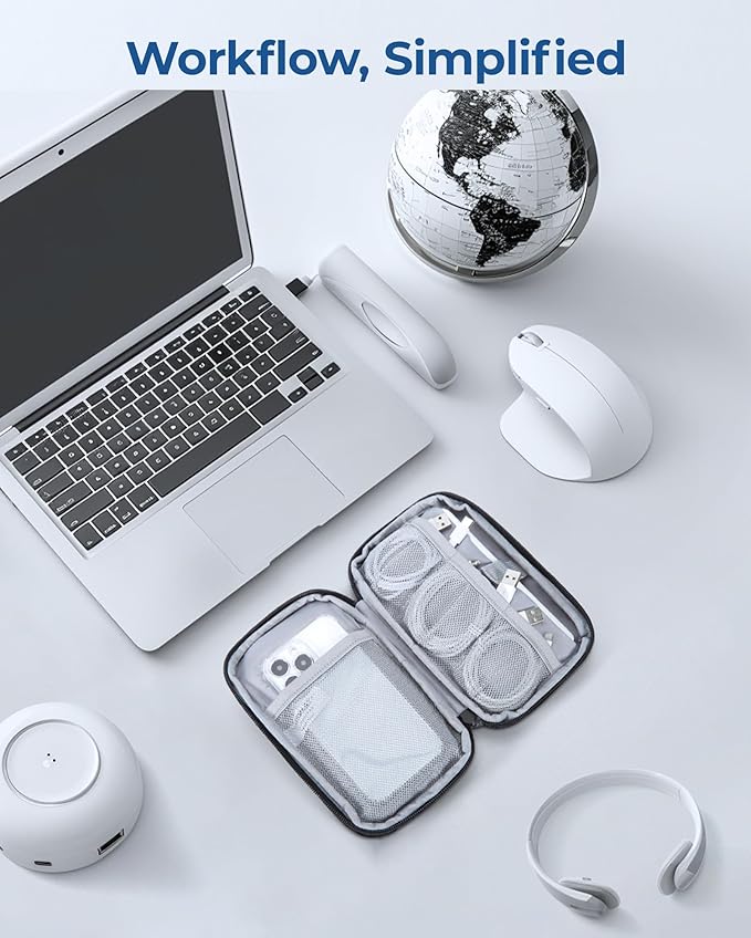 BAGSMART Electronics Organizer Travel Case, Cable Charger Cord Tech Organizer Pouch for Phone Charger Accessories, Beige