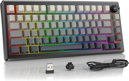 Redragon K732 Wireless Mechanical Keyboard, Anodized All Aluminum Alloy, Side Printed PBT Gasket RGB Gaming Keyboard with Thick Pre-Lubed Linear Switch, 75％ Tri-Mode Hot Swap Programmable for PC Mac