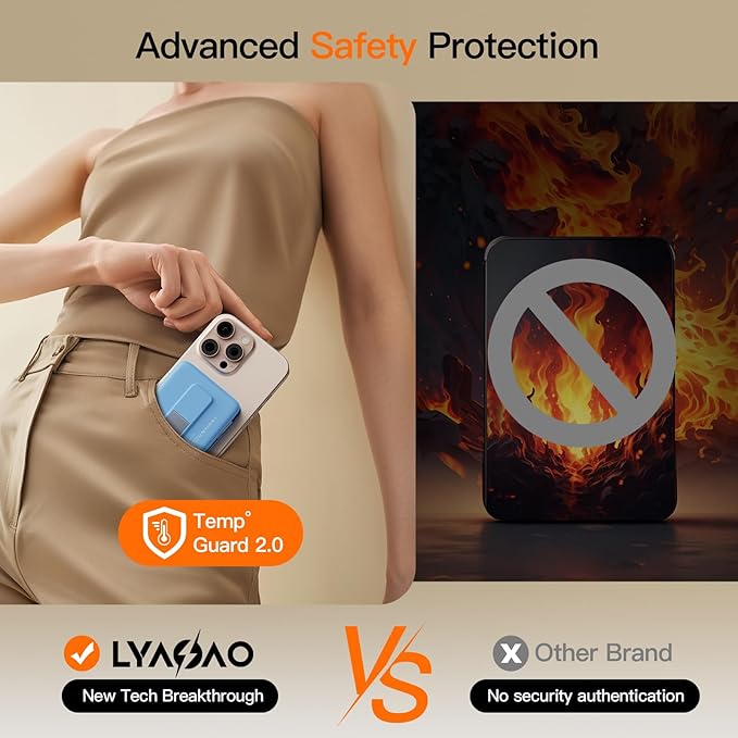 2025 Magnetic Battery Pack 16800mAh Mobile Power Bank, Portable Charger with Foldable Stand and Built-in Cable, 20W USB-C Fast Charging, Suitable for iPhone 17/16/15/14/13/12 Series