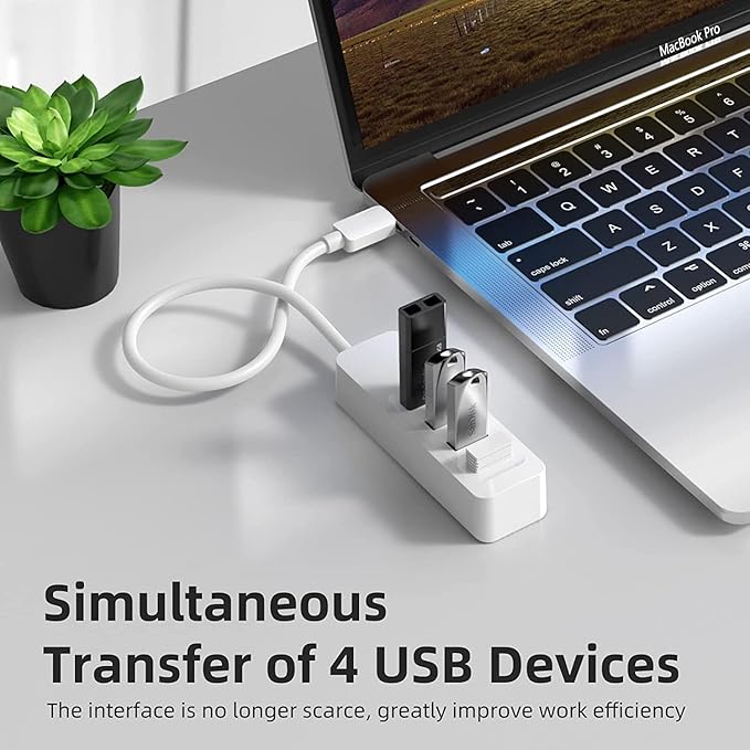 Hub USB C, USB tipo C a USB 3.0 Hub con 4 puertos USB 3.0, concentrador de transmisión de datos 5Gbps, Compatible con MacBook Pro, iPad Pro, MacBook Air, Dell XPS, Surface Book, etc. (1)