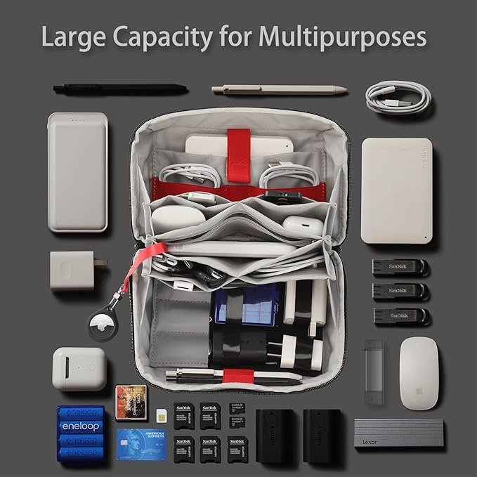 VanFn Electronics Travel Organizer Storage Bag, Accessory Handle Bag, Gadgets Pouch, USB Cable, Travel Friendly Electronics Organizer P.Travel Series