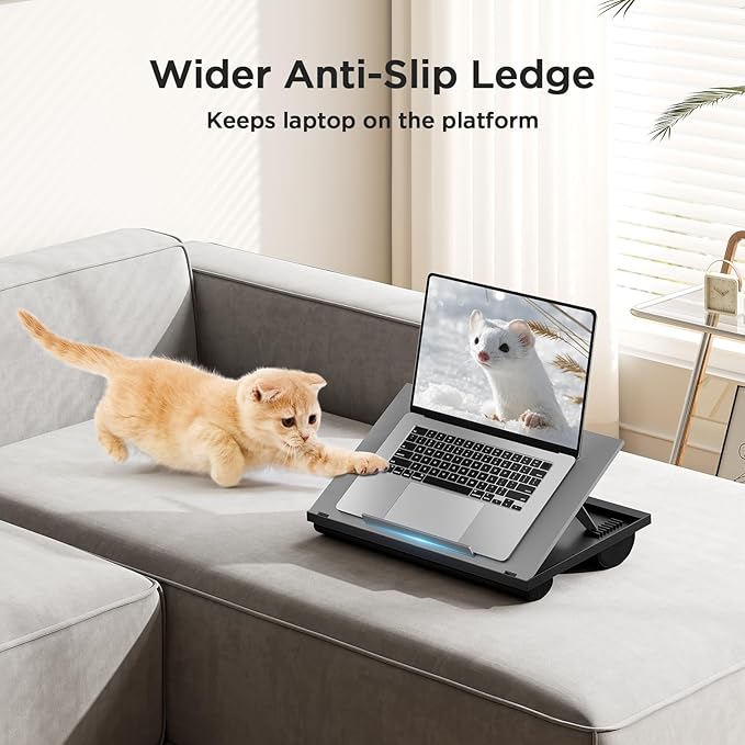 HUANUO Adjustable Lap Desk - with 8 Adjustable Angles & Dual Cushions Laptop Stand for Car Laptop Desk, Work Table, Lap Writing Board & Drawing Desk on Sofa or Bed, HNLD2G