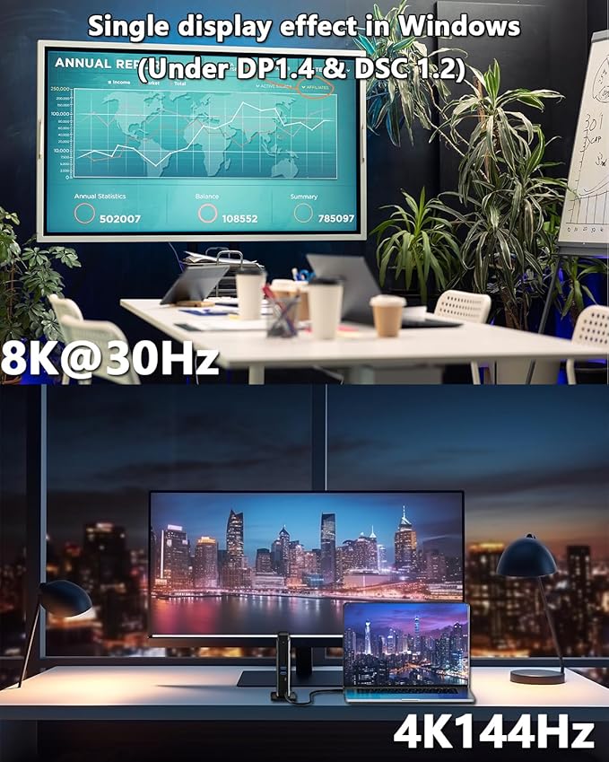 WAVLINK Laptop Docking Station 3 Monitors(Max Resolution: Single 8K or Triple 4K), 11-in-1 USB C Docking Station with 125W PD3.1 Pass-Through & Power Adapter, HDMI + 2* DP, for MacBook M1–M4 & Windows